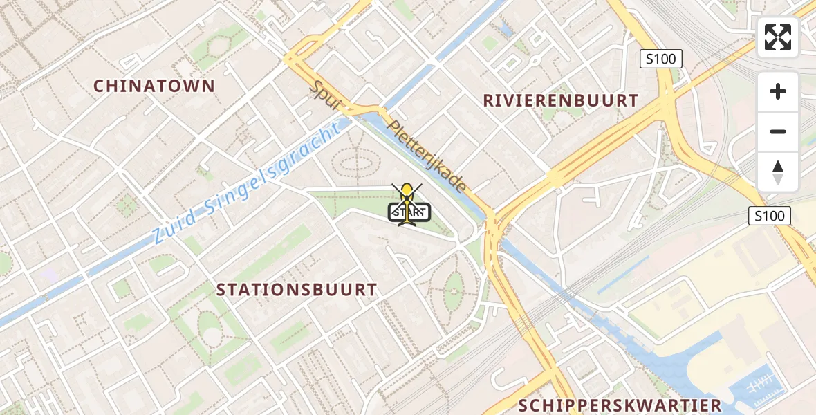 Routekaart van de vlucht: Lifeliner 2 naar Den Haag, Huijgenspark