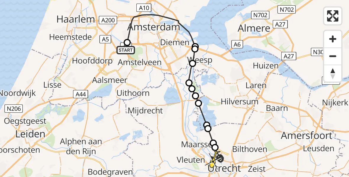 Routekaart van de vlucht: Politiehelikopter naar Utrecht, Sloterweg