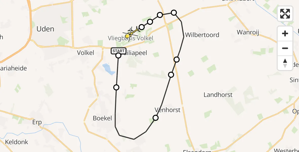 Routekaart van de vlucht: Lifeliner 3 naar Vliegbasis Volkel, Oosterheidestraat