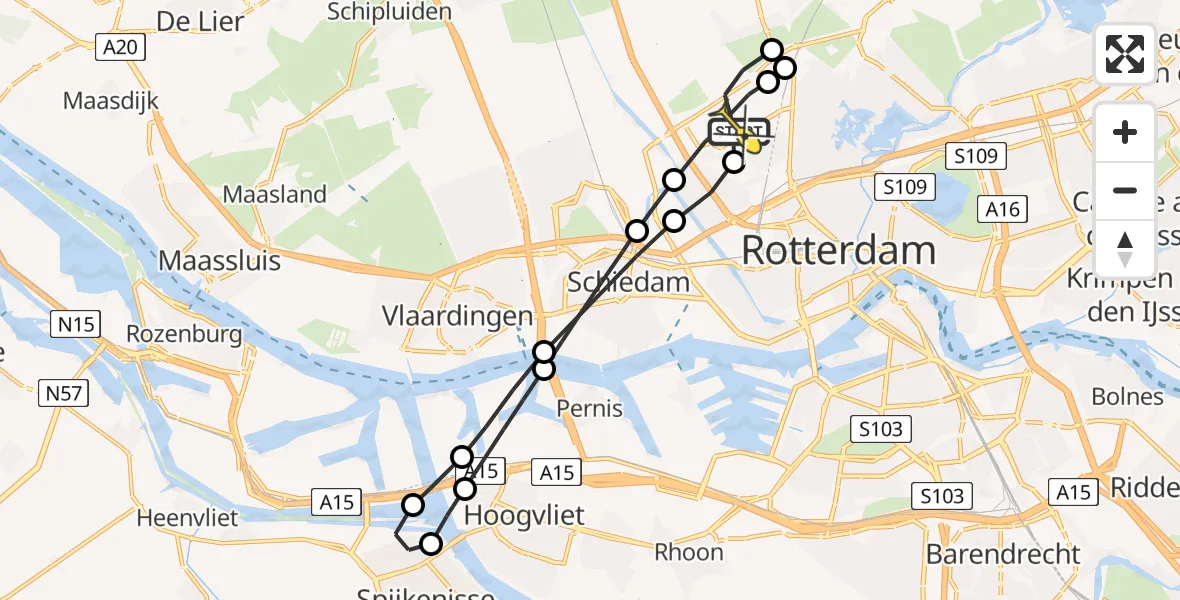 Routekaart van de vlucht: Lifeliner 2 naar Rotterdam The Hague Airport, Sidelingeplein