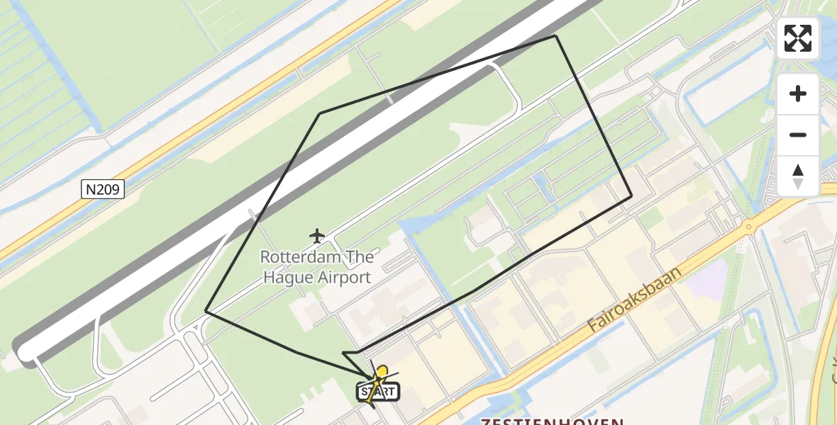 Routekaart van de vlucht: Lifeliner 2 naar Rotterdam The Hague Airport, Doenkadepad