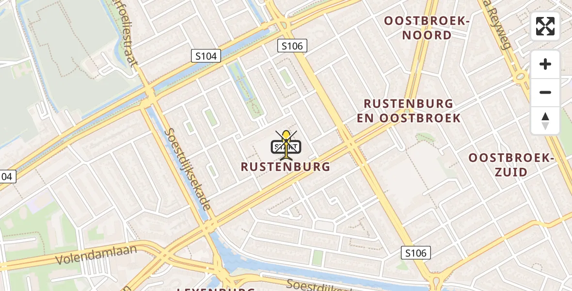 Routekaart van de vlucht: Lifeliner 2 naar Den Haag, Hilversumsestraat