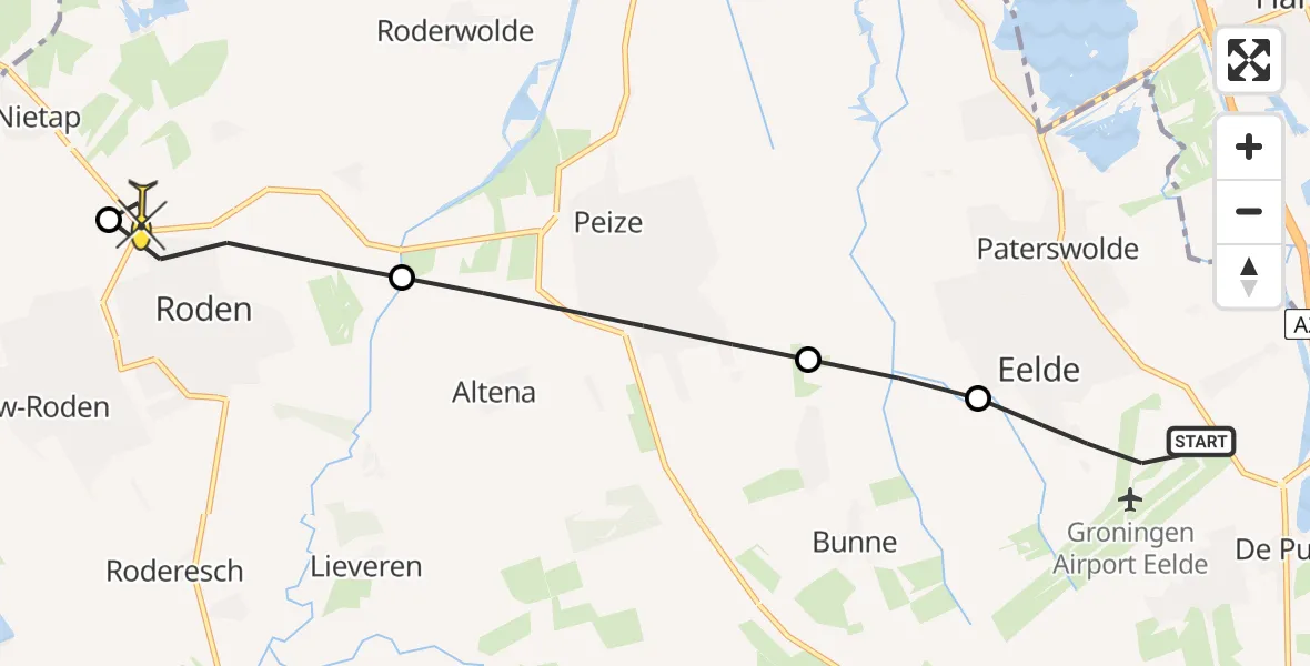Routekaart van de vlucht: Lifeliner 4 naar Nietap, Molenweg