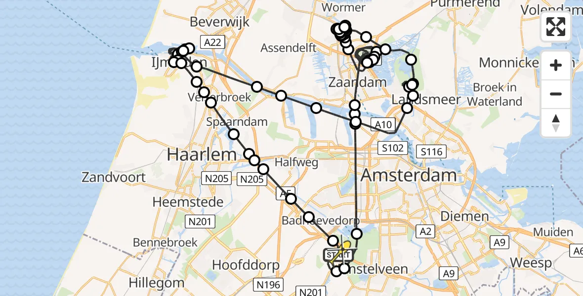 Vluchtroute Politiehelikopter van Schiphol naar Schiphol