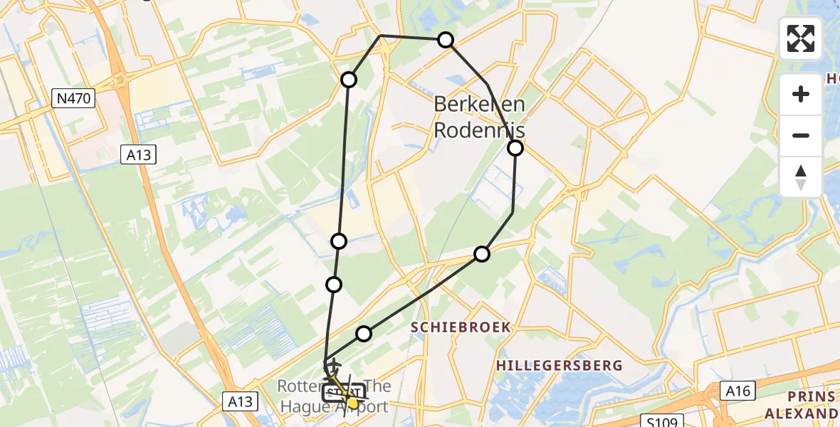 Routekaart van de vlucht: Lifeliner 2 naar Rotterdam The Hague Airport, A16 Rotterdam