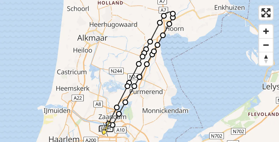 Routekaart van de vlucht: Lifeliner 1 naar Amsterdam Heliport, Westhavenweg