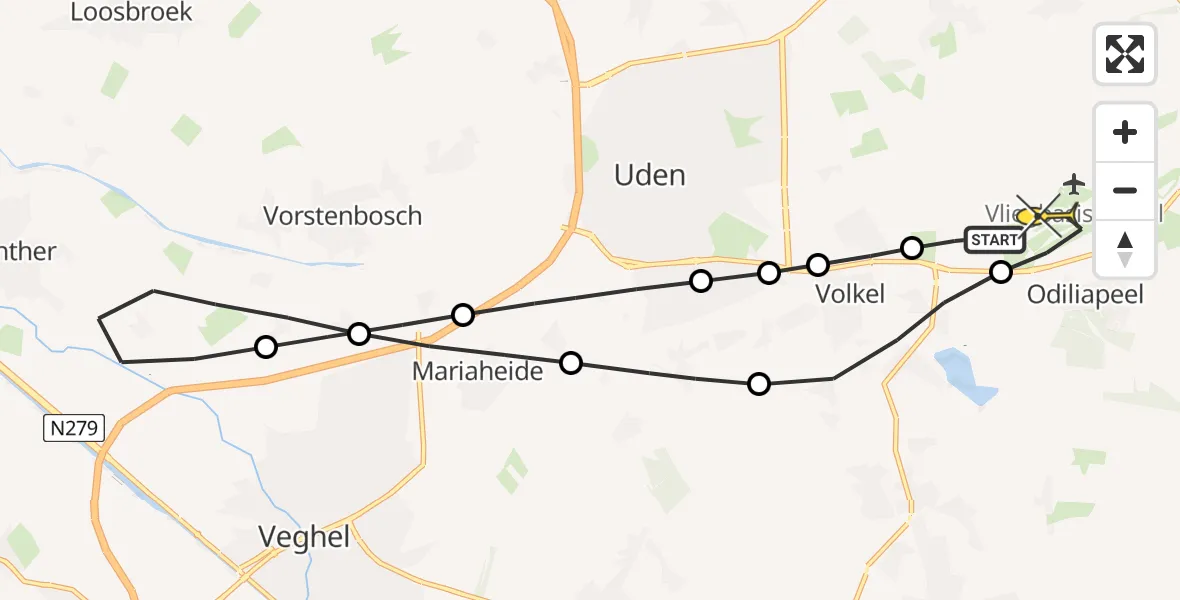 Routekaart van de vlucht: Lifeliner 3 naar Vliegbasis Volkel, Zonnepark Hoogveld Zuid