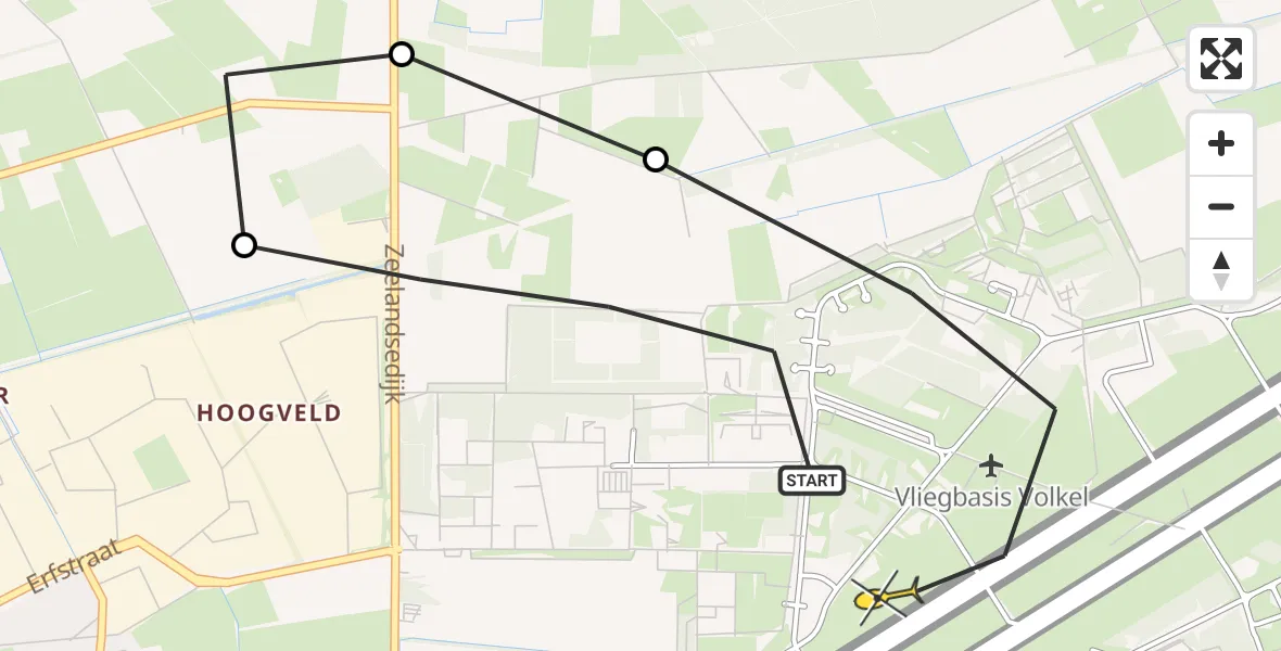 Routekaart van de vlucht: Lifeliner 3 naar Vliegbasis Volkel, Zeelandsedijk