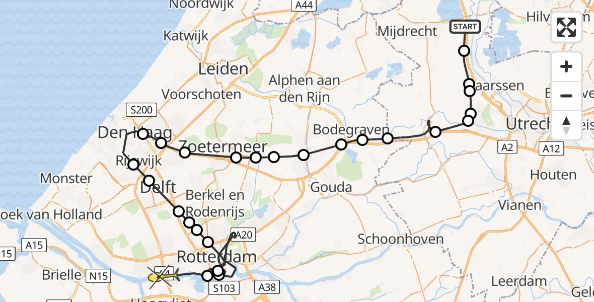Routekaart van de vlucht: Politiehelikopter naar Vondelingenplaat, Aa