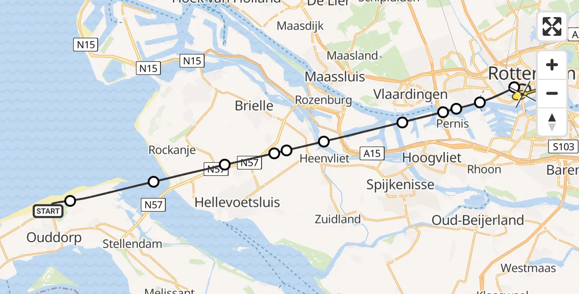 Routekaart van de vlucht: Lifeliner 2 naar Erasmus MC, Middelduinpad