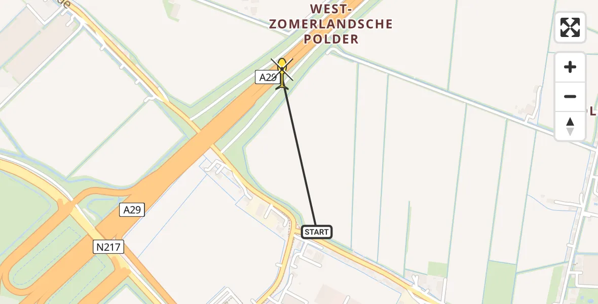 Routekaart van de vlucht: Lifeliner 2 naar Heinenoord