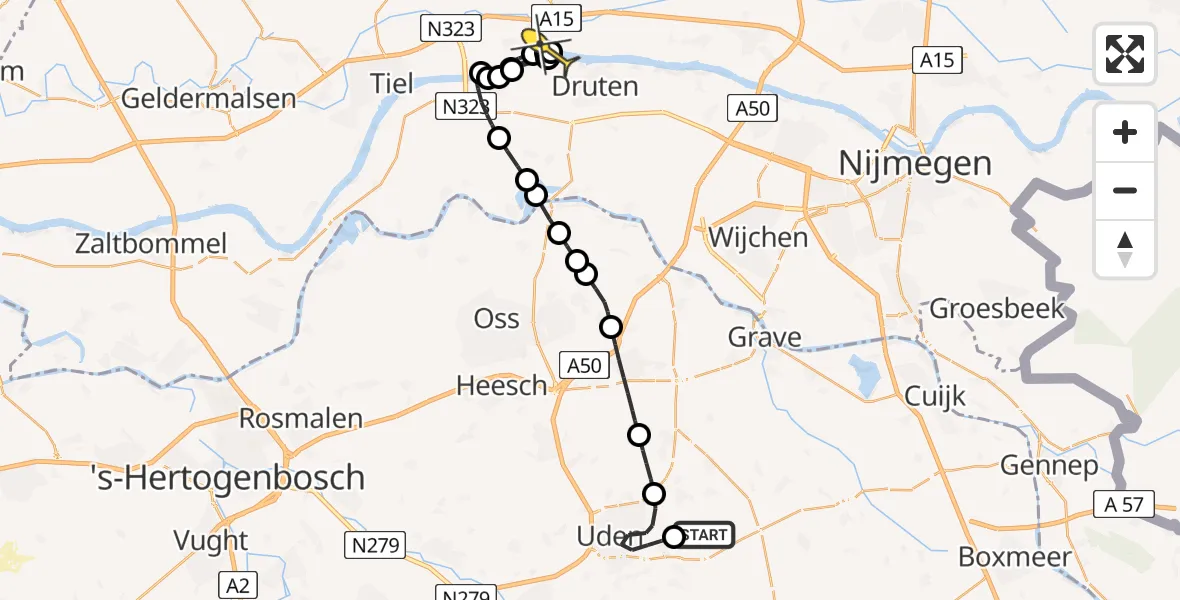 Routekaart van de vlucht: Lifeliner 3 naar Ochten, Bovenstraat