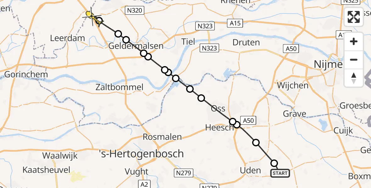 Routekaart van de vlucht: Lifeliner 3 naar Culemborg, Houtvennen