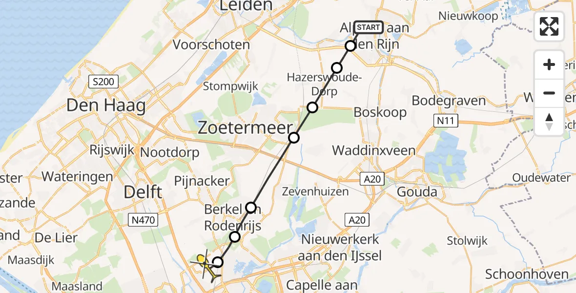 Routekaart van de vlucht: Lifeliner 2 naar Rotterdam The Hague Airport, Rijnhaven