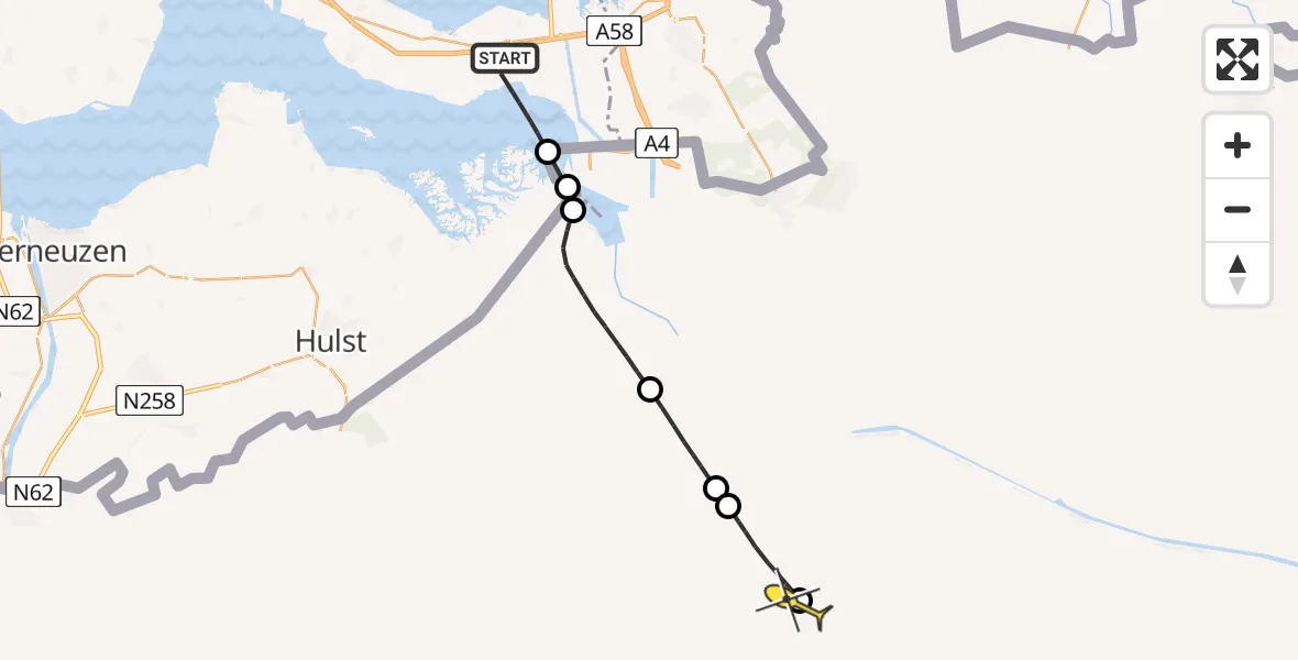 Routekaart van de vlucht: Lifeliner 1 naar Edegem, Valckenisseweg