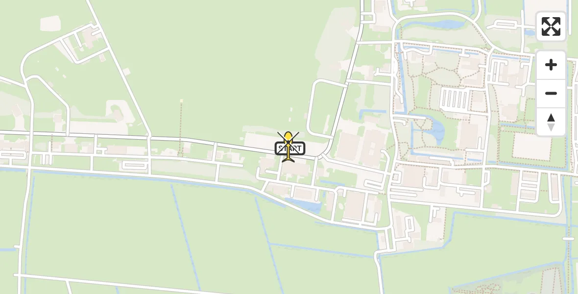 Routekaart van de vlucht: Ambulancehelikopter naar Vliegbasis Leeuwarden, Keegsdijkje