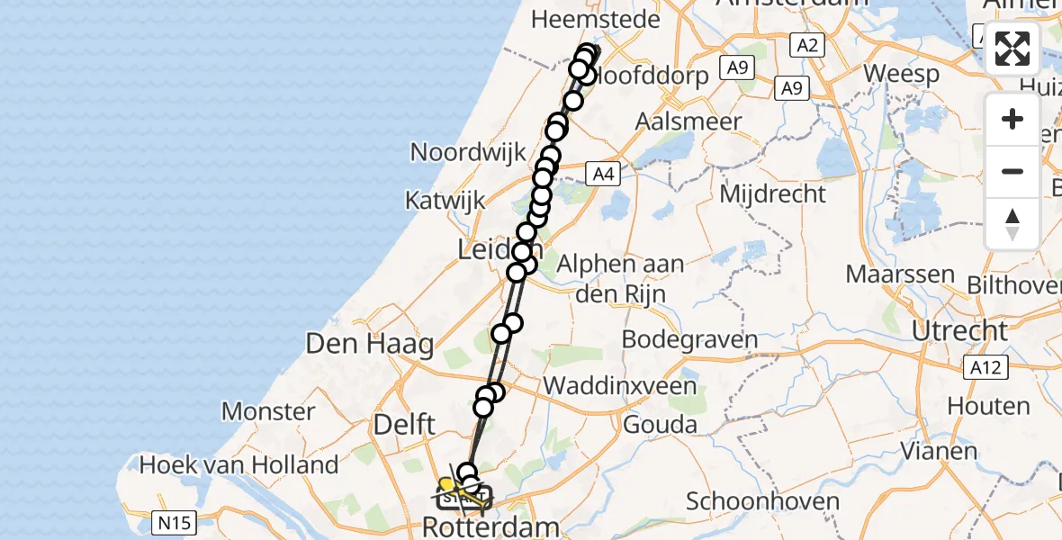 Routekaart van de vlucht: Lifeliner 2 naar Rotterdam The Hague Airport, Doenkadepad
