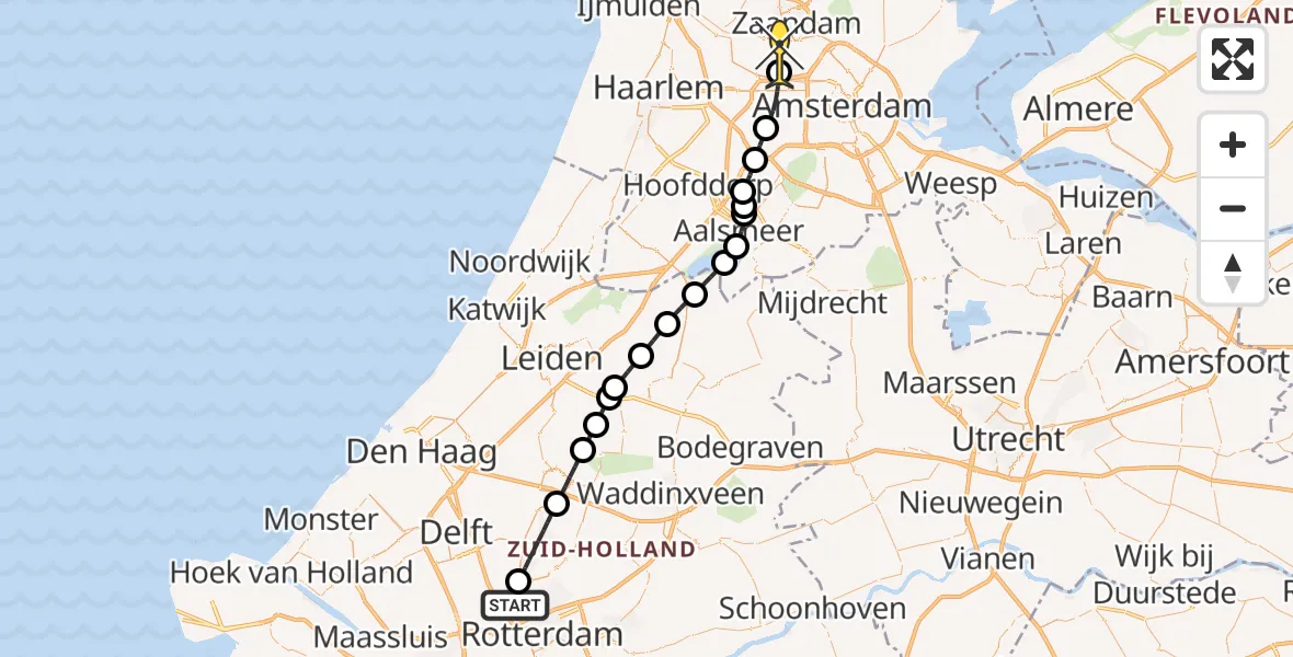 Routekaart van de vlucht: Lifeliner 1 naar Amsterdam Heliport, Hornweg