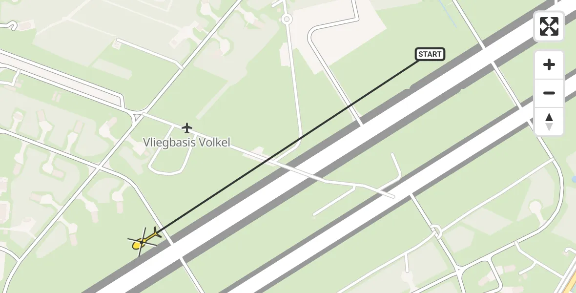 Routekaart van de vlucht: Lifeliner 3 naar Vliegbasis Volkel, Zeelandsedijk