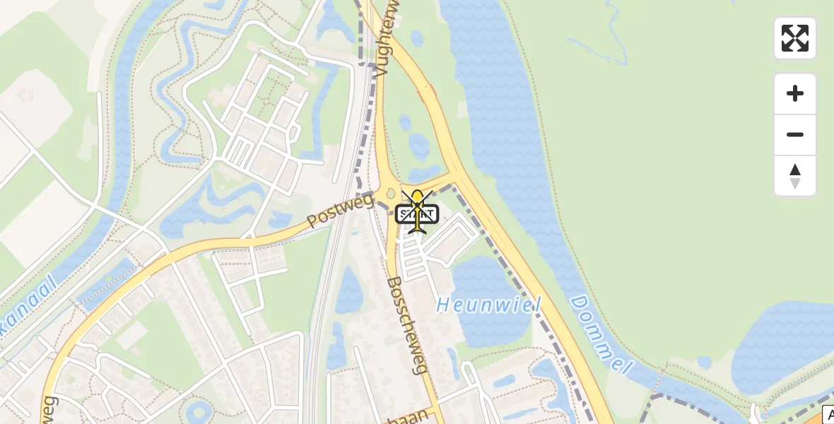 Routekaart van de vlucht: Lifeliner 3 naar Vught, Heunweg