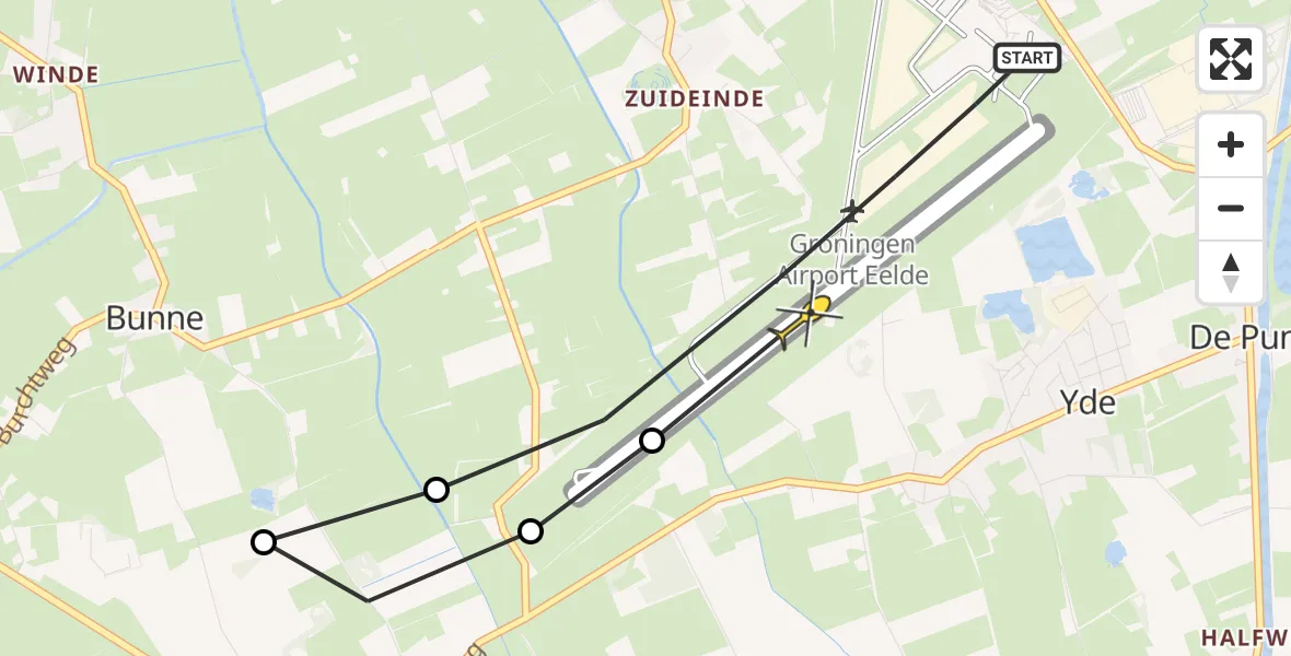 Routekaart van de vlucht: Lifeliner 4 naar Groningen Airport Eelde, Lugtenbergerweg