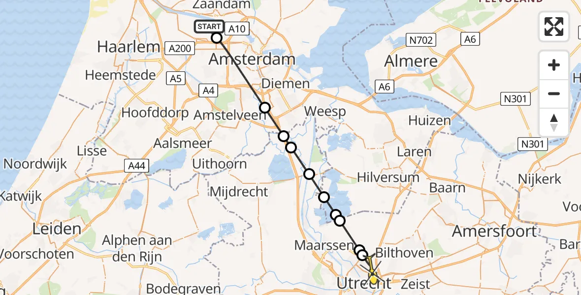 Routekaart van de vlucht: Lifeliner 1 naar Utrecht, Maltaweg