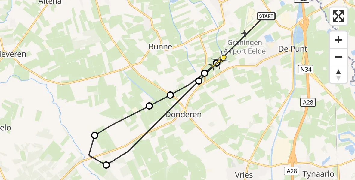 Routekaart van de vlucht: Lifeliner 4 naar Groningen Airport Eelde, Homsteeg