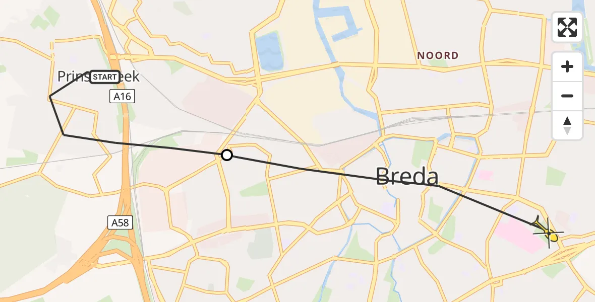 Routekaart van de vlucht: Lifeliner 2 naar Breda, Groenstraat
