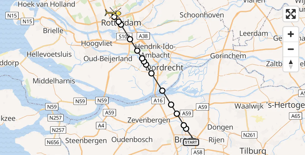 Routekaart van de vlucht: Lifeliner 2 naar Rotterdam The Hague Airport, Gastakker