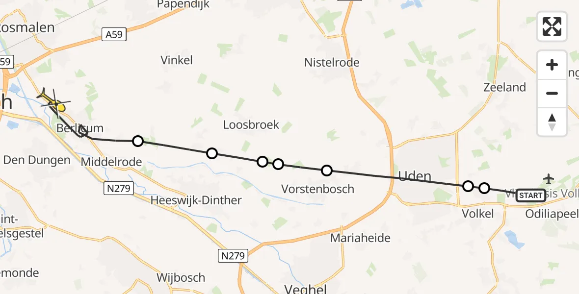Routekaart van de vlucht: Lifeliner 3 naar Berlicum, Goorkensweg