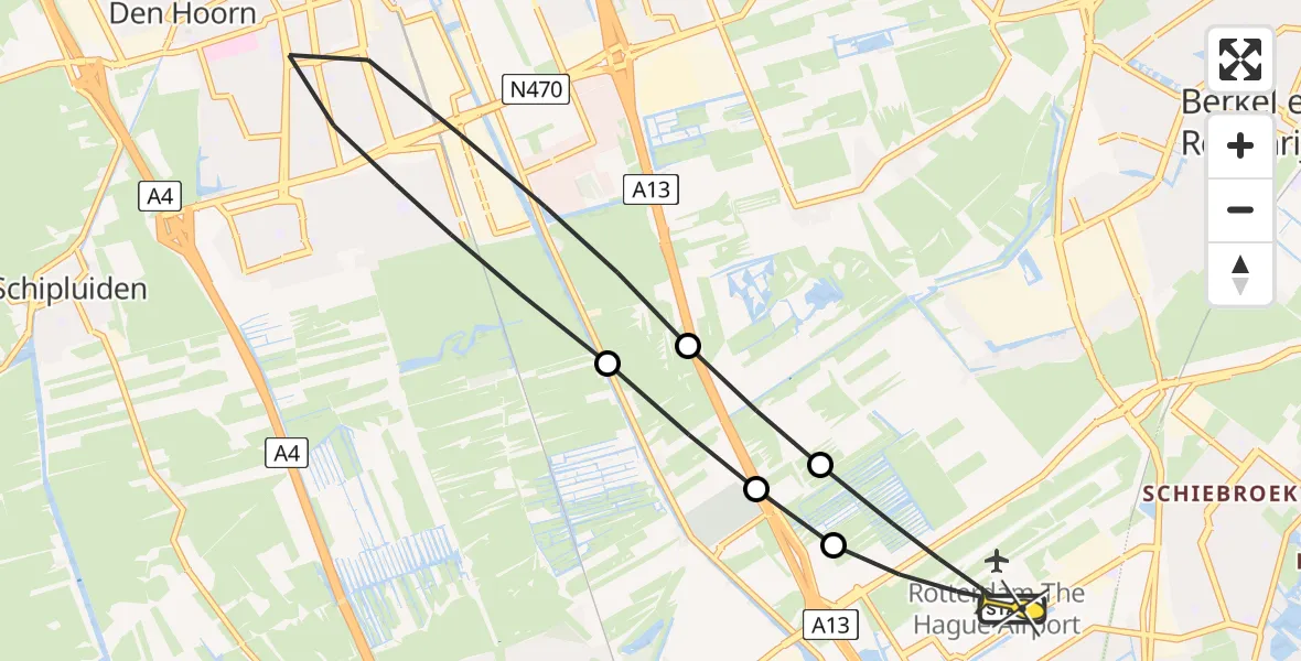 Routekaart van de vlucht: Lifeliner 2 naar Rotterdam The Hague Airport, Koekamp