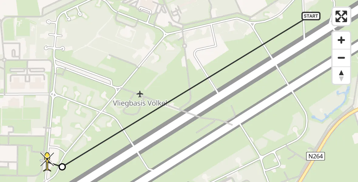 Routekaart van de vlucht: Lifeliner 3 naar Vliegbasis Volkel, Zeelandsedijk