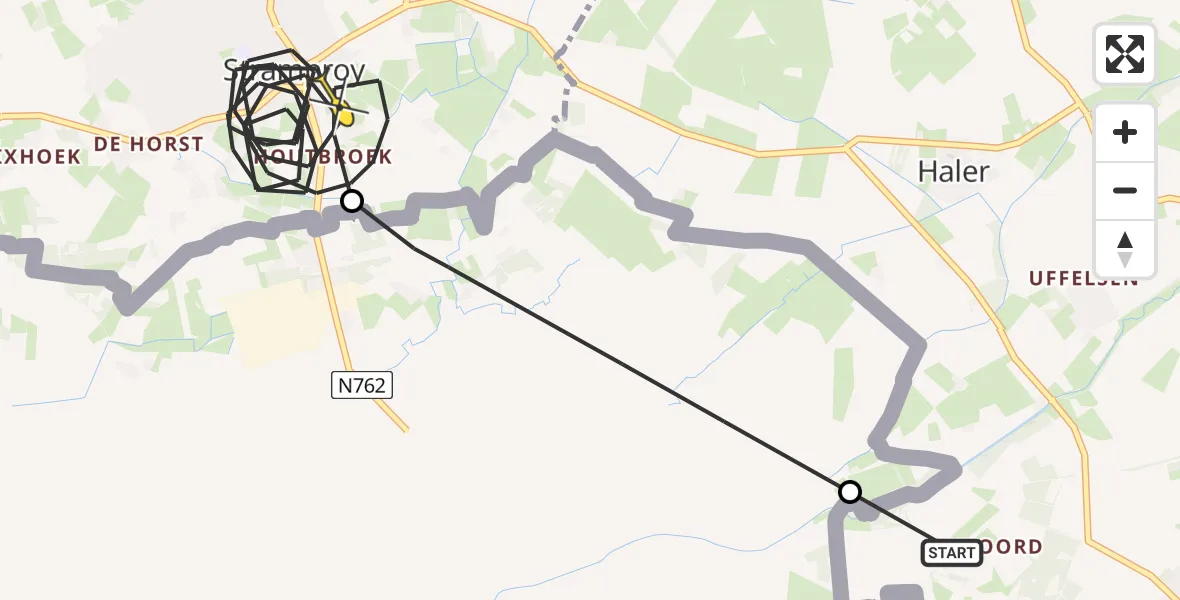 Routekaart van de vlucht: Politieheli naar Stramproy, Kleine Renne