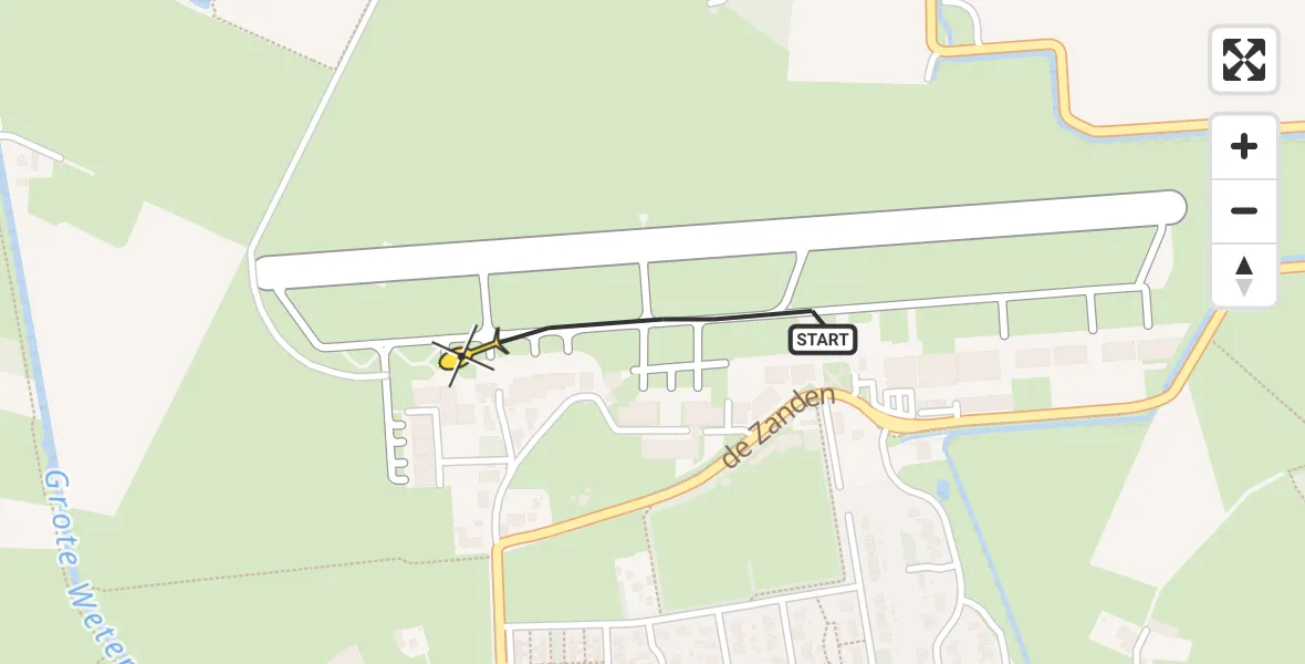 Routekaart van de vlucht: Politiehelikopter naar Vliegveld Teuge, de Zanden