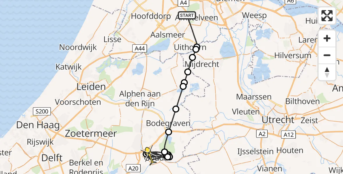 Routekaart van de vlucht: Politieheli naar Gouda, Bosrandweg