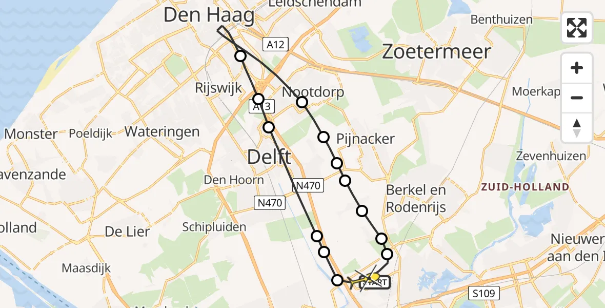 Routekaart van de vlucht: Lifeliner 2 naar Rotterdam The Hague Airport, Da Vincistraat