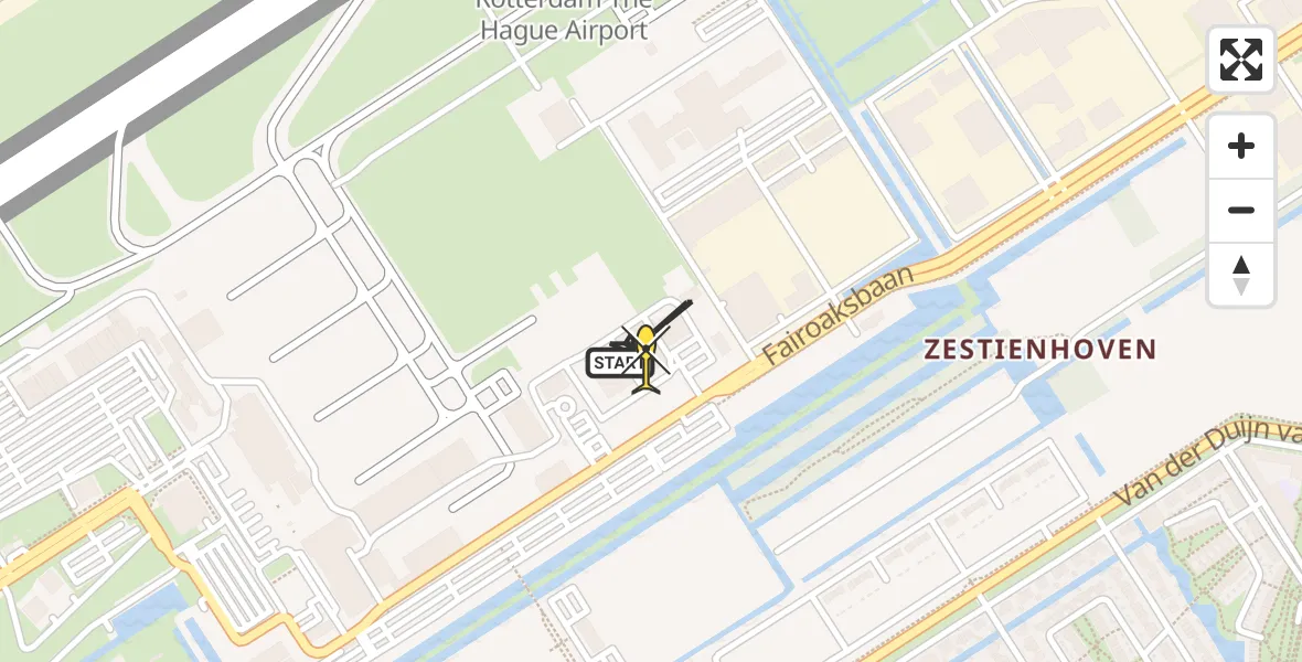 Routekaart van de vlucht: Politiehelikopter naar Rotterdam The Hague Airport, Fairoaksbaan