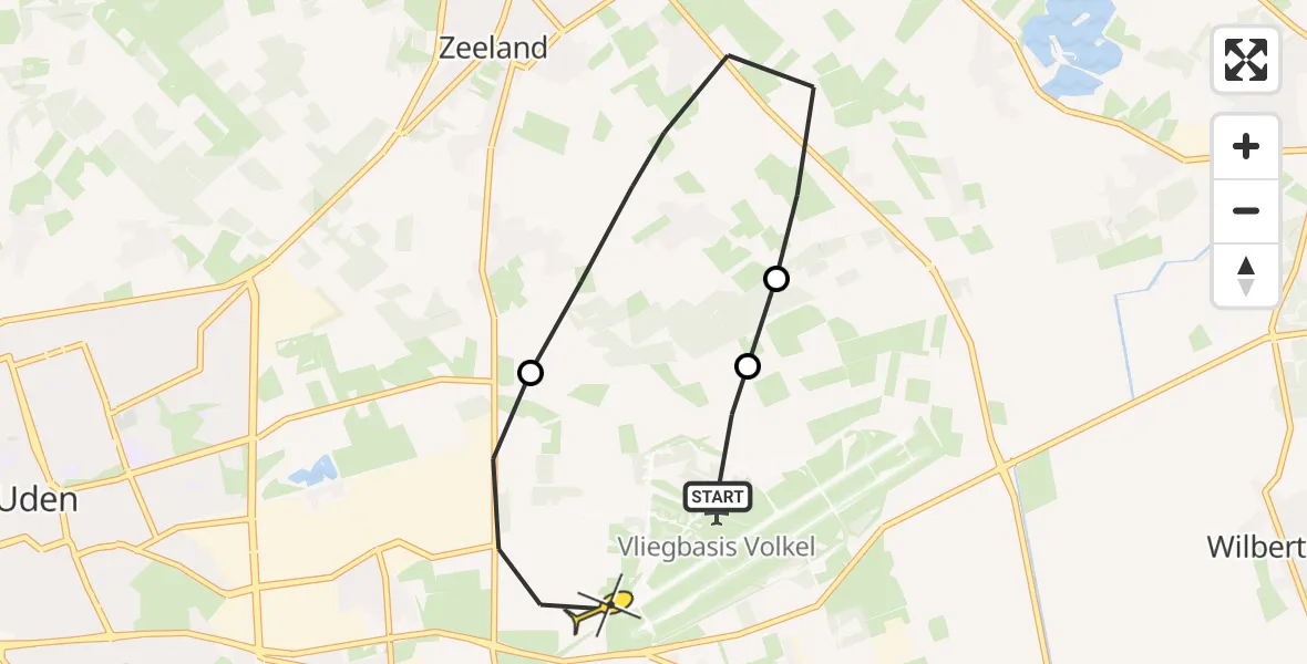 Routekaart van de vlucht: Lifeliner 3 naar Vliegbasis Volkel, Spoorweg