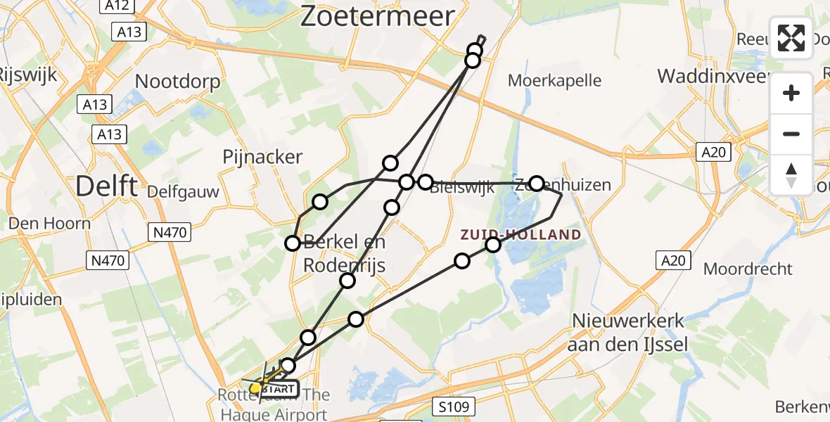 Routekaart van de vlucht: Lifeliner 2 naar Rotterdam The Hague Airport, Bovendijk