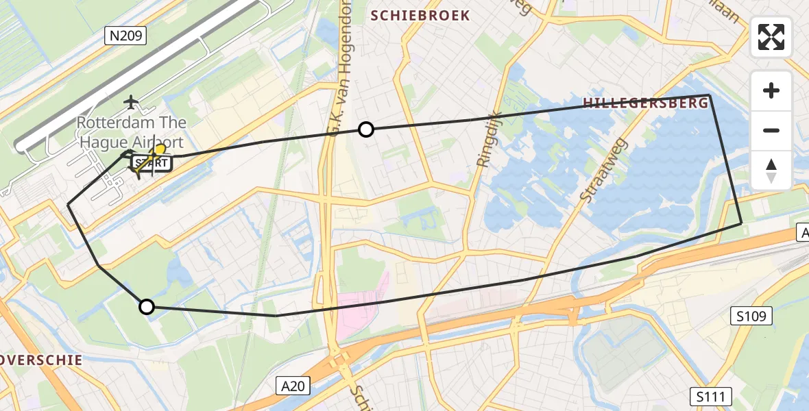 Routekaart van de vlucht: Lifeliner 2 naar Rotterdam The Hague Airport, Gilze-Rijenstraat