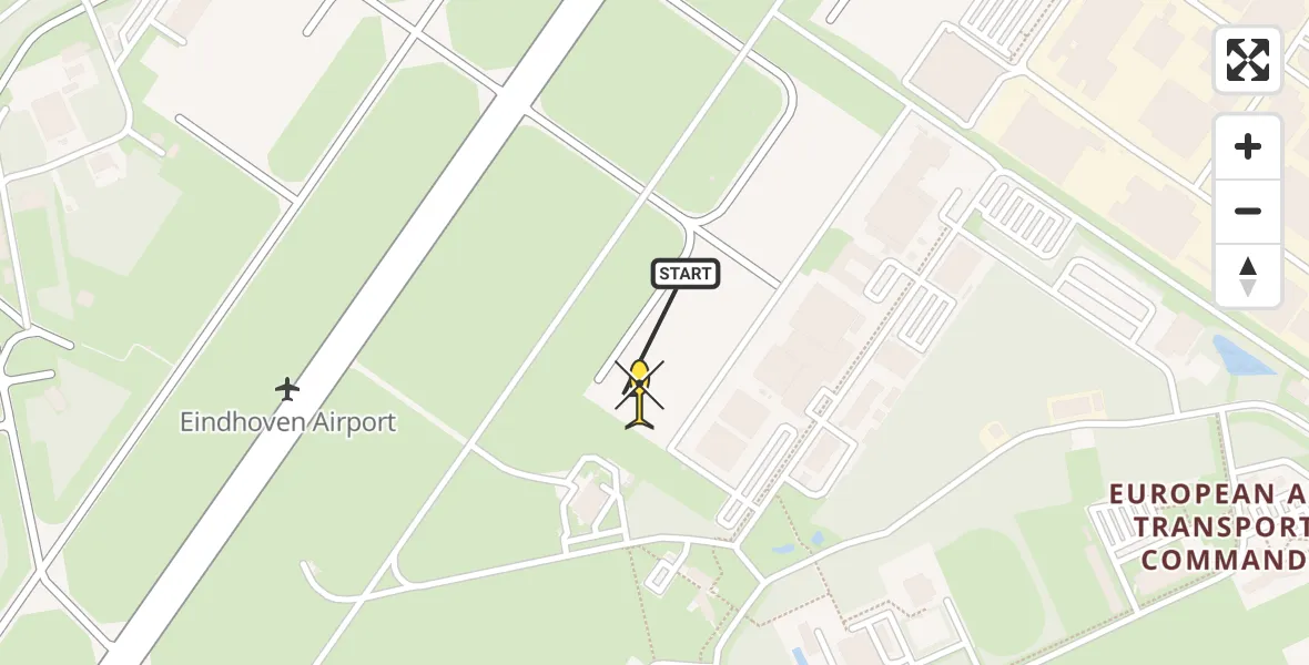 Routekaart van de vlucht: Politieheli naar Eindhoven Airport, Jan Hilgersweg