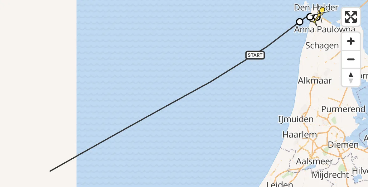 Routekaart van de vlucht: Kustwachthelikopter naar Vliegveld De Kooy, Luchthavenweg