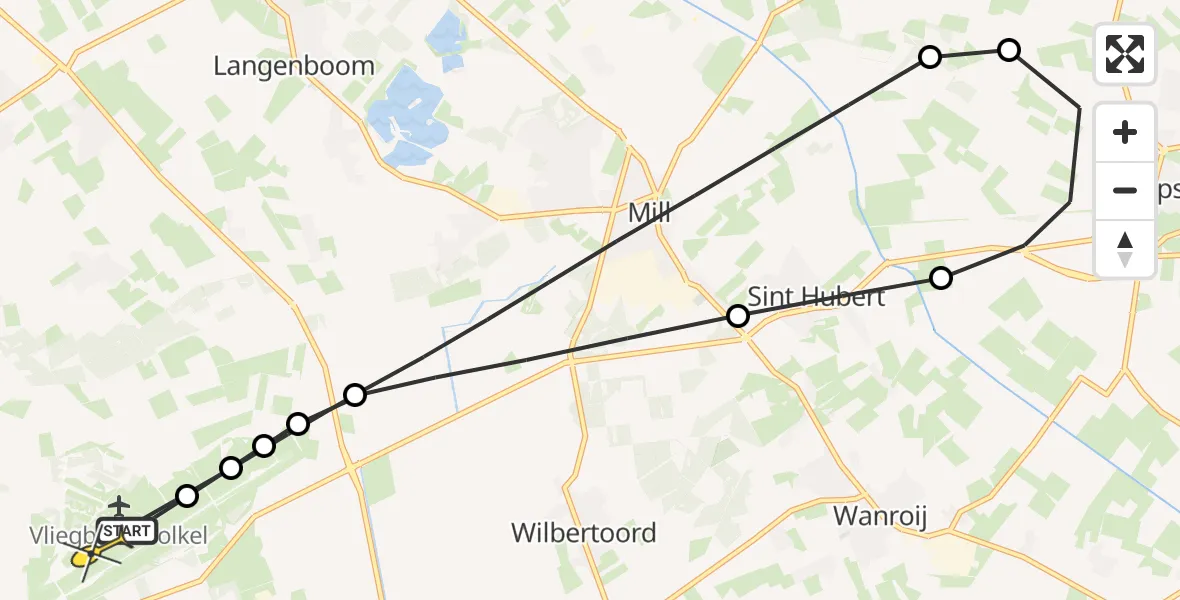 Routekaart van de vlucht: Lifeliner 3 naar Vliegbasis Volkel, Zeelandsedijk