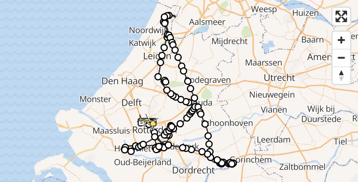 Routekaart van de vlucht: Politieheli naar Rotterdam The Hague Airport, Willemijn van der Gootpad