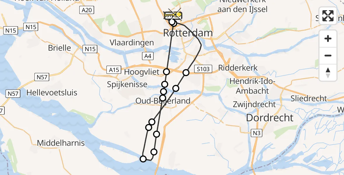 Routekaart van de vlucht: Lifeliner 2 naar Rotterdam The Hague Airport, Brandenburgbaan