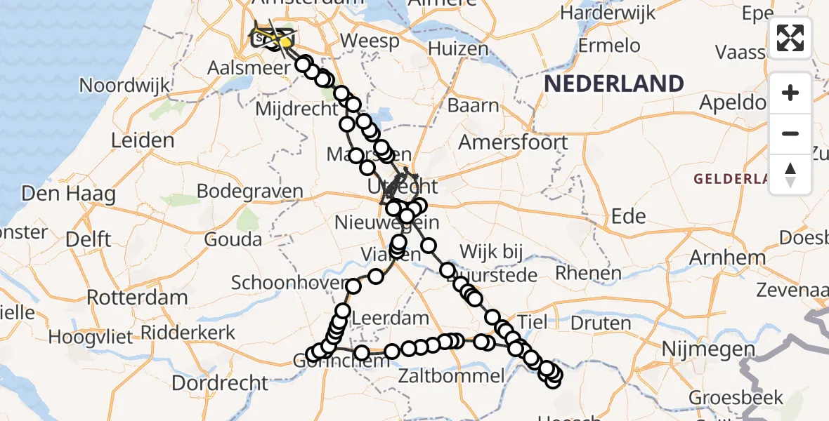 Routekaart van de vlucht: Politieheli naar Schiphol, Schipholweg