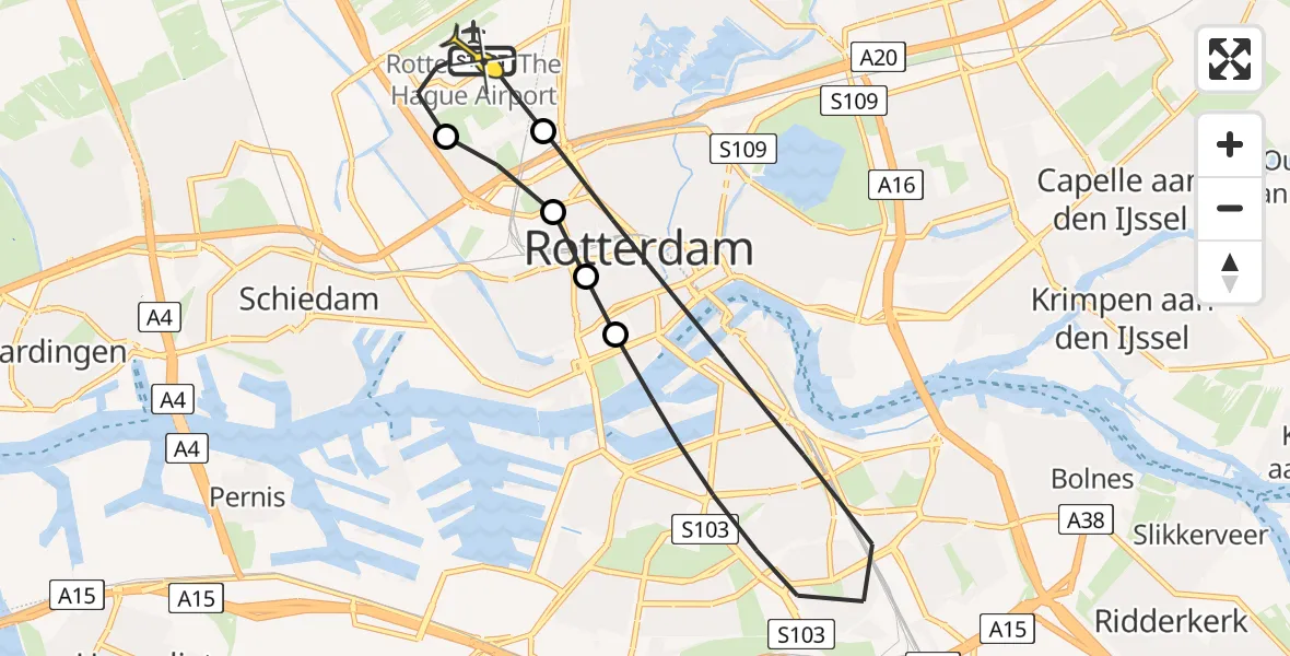 Routekaart van de vlucht: Lifeliner 2 naar Rotterdam The Hague Airport, Copernicuslaan
