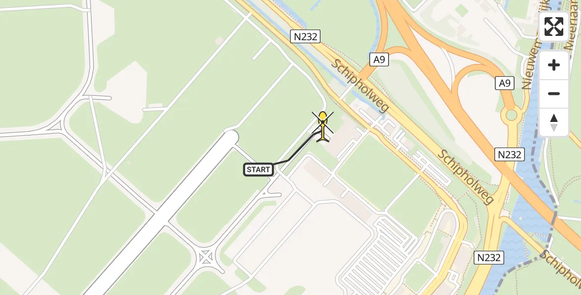 Vluchtroute Politiehelikopter van Schiphol naar Schiphol