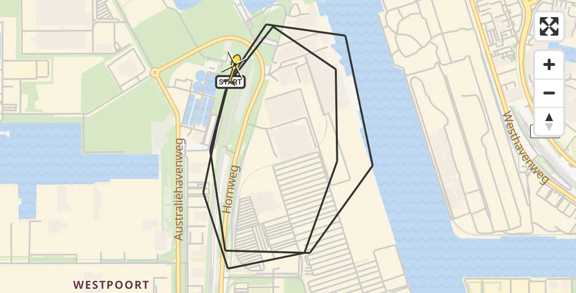 Routekaart van de vlucht: Lifeliner 1 naar Amsterdam Heliport, Lipariweg