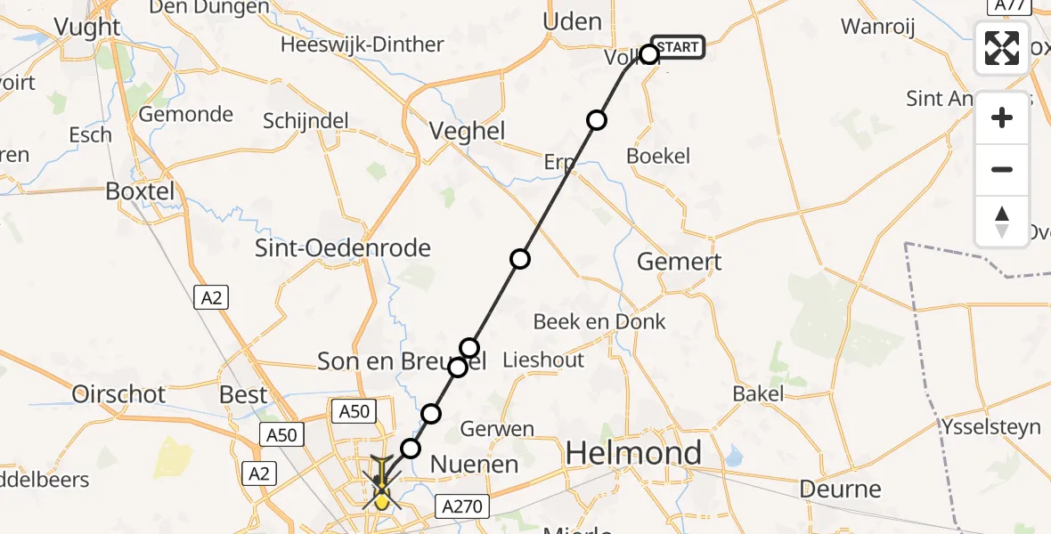 Routekaart van de vlucht: Lifeliner 3 naar Eindhoven, Lagedijk